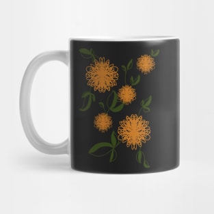 Vintage Autumn Flower Pattern Over Black Mug